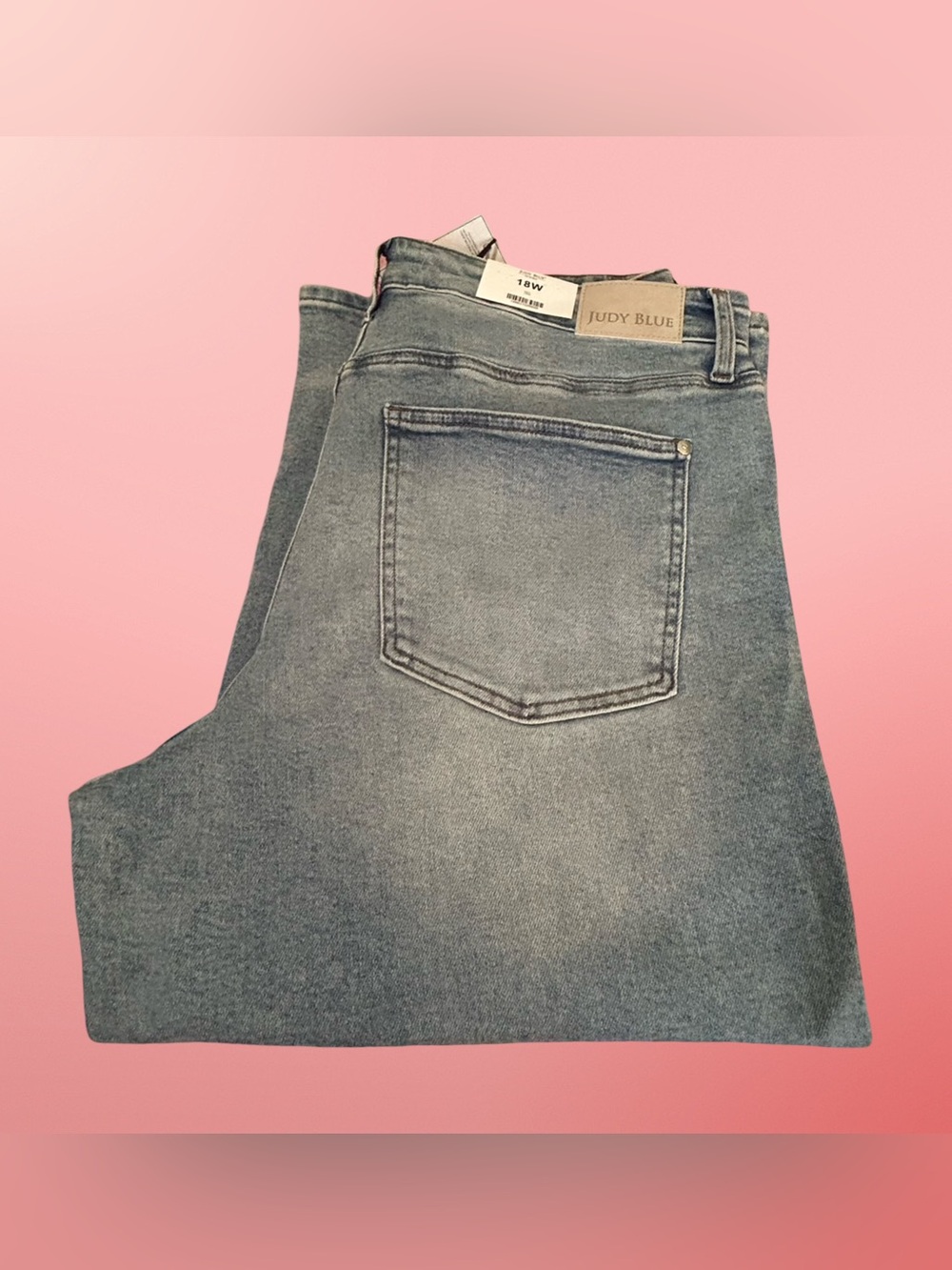 NWT! JUDY BLUE,WIDE CROP MED. BLUE JEANS IN PLUS SIZE 18W. MID RISE,FINISHED HEM - Picture 2 of 16